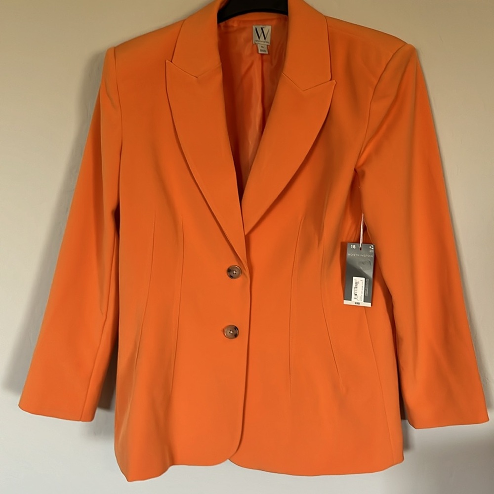 Worthington Womens Fitted Blazer Size 16 Orange
